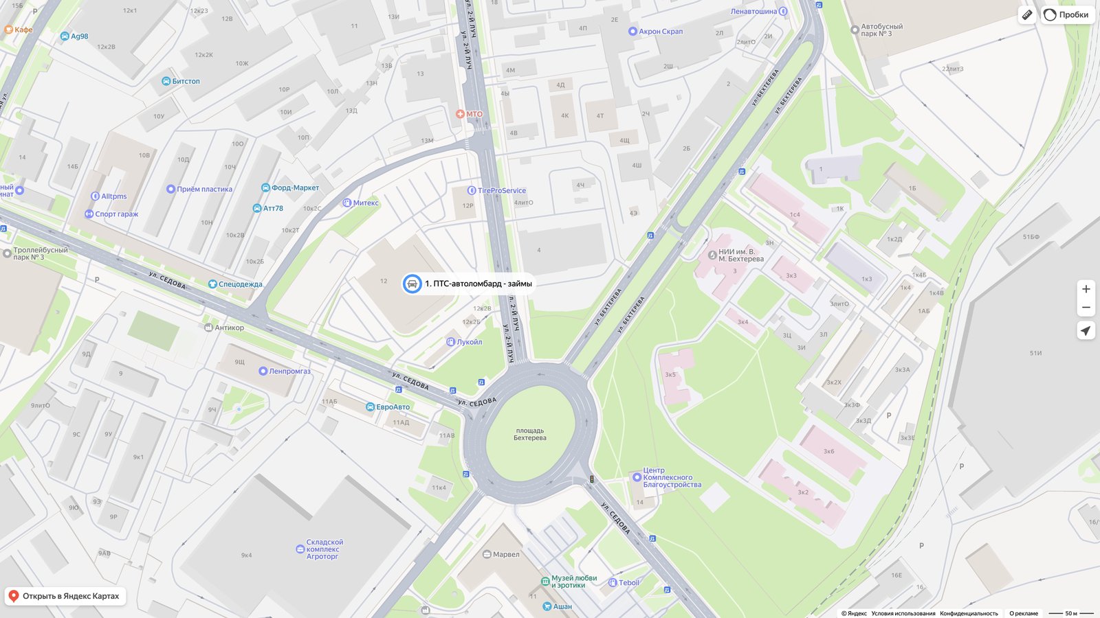 Офис ПТС-автоломбард в Санкт-Петербурге на карте